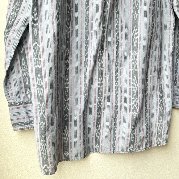 Matta Blue Gray Abstract Print Striped Button Up Tunic Shirt Sz L - Picture 8 of 12